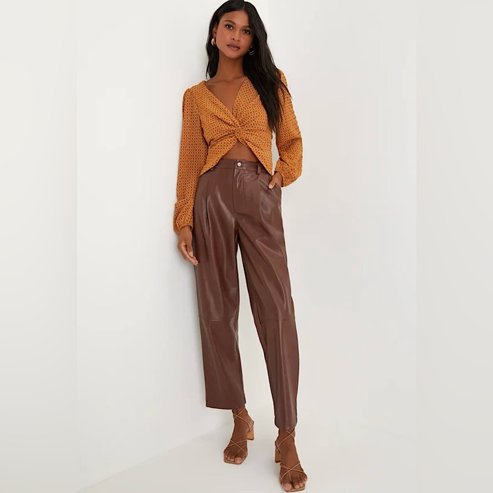 Brown faux leather pants